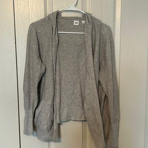 Loose cardigan from GAP with a hood. Has pockets! Is super casual & lightweight